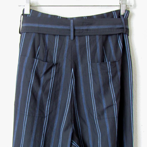 VINCE Navy Striped Straight Leg Trousers High Waist Pants ~Orig. retail $395 - Picture 7 of 12